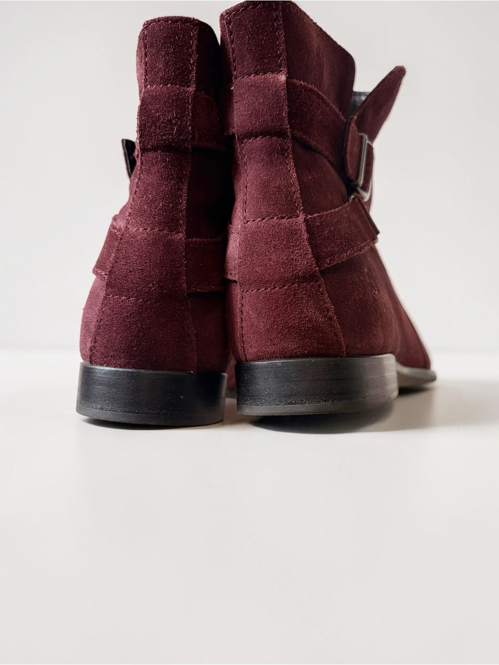 Born Burgundy Red Leather Suede Ankle Boots 8 - Picture 7 of 11